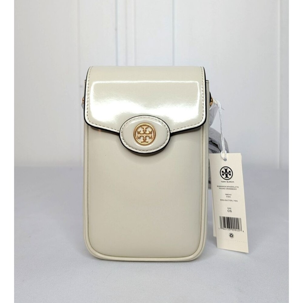 Tory Burch Robinson Spazzolato Phone Crossbody - Shea Butter, NWT